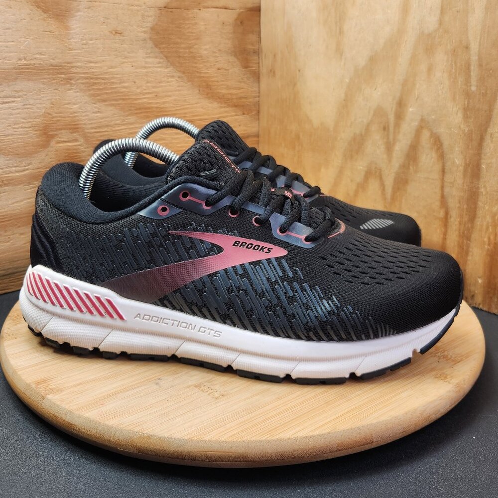 Brooks Addiction GTS 15 Womens Black Running Shoes Sneakers Size 10 (2E) Wide